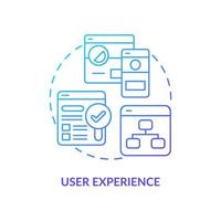 User experience blue gradient concept icon. Aspect of comment system abstract idea thin line illustration. UX and UI. Isolated outline drawing. Navigating website. vector