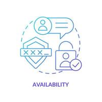 Availability blue gradient concept icon. Aspect of comment system abstract idea thin line illustration. Sign in to account. Password management. Isolated outline drawing. vector