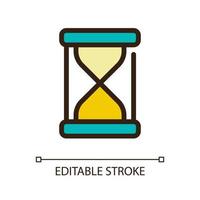 Hourglass pixel perfect RGB color ui icon. Time-measuring device. Sand glass. Simple filled line element. GUI, UX design for mobile app. Vector isolated pictogram. Editable stroke.