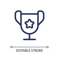 Trophy cup pixel perfect linear ui icon. Outstanding student award. Academic competition. GUI, UX design. Outline isolated user interface element for app and web. Editable stroke. vector