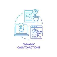 Dynamic call-to-actions blue gradient concept icon. Example of dynamic content abstract idea thin line illustration. User experiences. Isolated outline drawing. vector