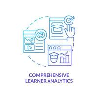 Comprehensive learner analytics blue gradient concept icon. Learning content management system abstract idea thin line illustration. Isolated outline drawing. vector