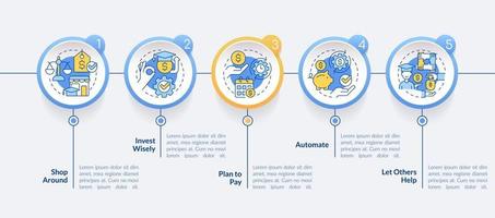 Saving for college tips circle infographic template. Funds. Data visualization with 5 steps. Editable timeline info chart. Workflow layout with line icons. vector