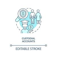 Custodial accounts turquoise concept icon. Account type for college savings abstract idea thin line illustration. Isolated outline drawing. Editable stroke. vector