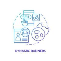 Dynamic banners blue gradient concept icon. Way to use dynamic content abstract idea thin line illustration. Creative advertisement. Isolated outline drawing. vector