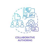 Collaborative authoring blue gradient concept icon. LCMS characteristic abstract idea thin line illustration. Work together on project. Isolated outline drawing. vector