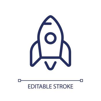 Rocket pixel perfect linear ui icon. Startup success. Launching spacecraft. Space shuttle. GUI, UX design. Outline isolated user interface element for app and web. Editable stroke. vector