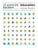 Distance learning platform pixel perfect RGB color ui icons set. Online school. GUI, UX design for mobile app. Vector isolated pictograms. Editable stroke.