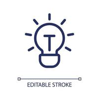 Brilliant idea pixel perfect linear ui icon. Creative thinking. Brainstorming. Sudden insight. GUI, UX design. Outline isolated user interface element for app and web. Editable stroke. vector