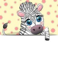 Greeting card cute cartoon animal holding a poster with place for text vector