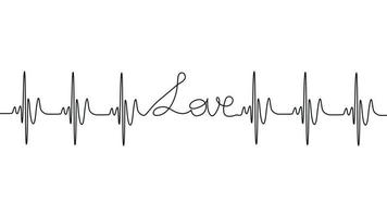 love lettering heartbeat design positive motivational optimist heart love. vector