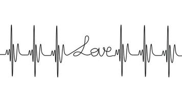 love lettering heartbeat design positive motivational optimist heart love. vector