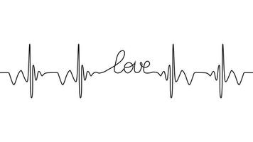 love lettering heartbeat design positive motivational optimist heart love. vector