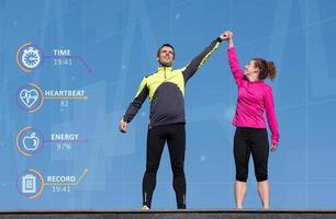 Happy fitness runner couple photo