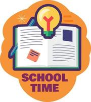 School time icon with open textbook vector