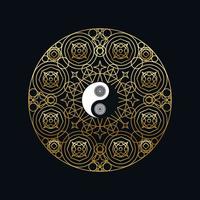 plantilla de meditación con el signo de yin yang en mandala vector