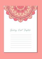 Mandala vintage template card vector