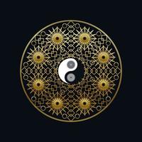 plantilla de meditación con el signo de yin yang en mandala vector