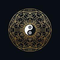 Meditation Template with Yin Yang Sign In Mandala vector