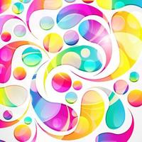 Abstract colorful paisley arc-drop pattern on a white background. Transparent colorful drops and circles design card.  Vector illustration.