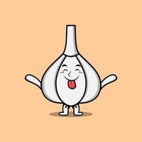 cartoon Garlic character with flashy expression vector