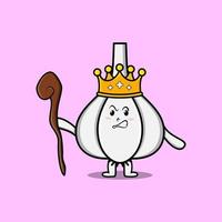 cartoon Garlic as wise king with golden crown vector