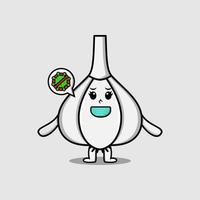 cartoon Garlic using mask to prevent virus vector