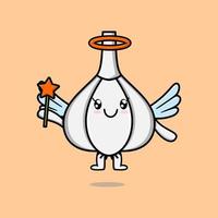 lindo personaje de dibujos animados de ajo en forma de hada vector