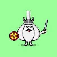 Cute cartoon character Garlic viking pirate vector