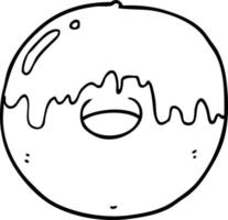 line drawing cartoon donut vector