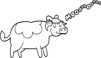 line drawing cartoon cow vector