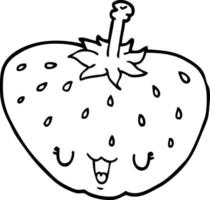 line drawing cartoon strawberry vector