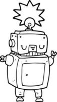 line drawing cartoon robot vector