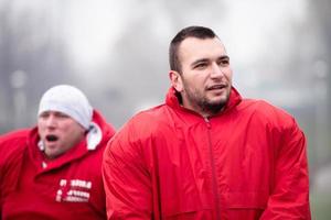 portrait of young American football players photo