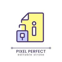 Access to information pixel perfect RGB color icon. Open database files. Sources for users. Isolated vector illustration. Simple filled line drawing. Editable stroke