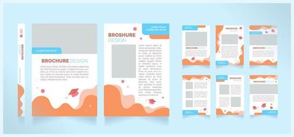 College graduation blank brochure design. Template set with copy space for text. Premade corporate reports collection. Editable 8 paper pages