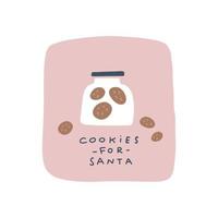 Cookies for Santa. Christmas card. Hand drawn illustration in cartoon style. Cute concept for xmas. Illustration for the design postcard, textiles, apparel, decor vector