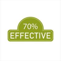 70 percentage effective sign label vector art illustration with fantastic font and green color stamp. Isolated on white background