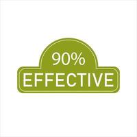 90 percentage effective sign label vector art illustration with fantastic font and green color stamp. Isolated on white background