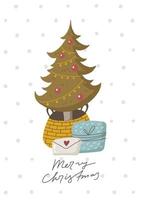 Christmas card. Hand drawn illustration in cartoon style. Cute concept for xmas. Illustration for the design postcard, textiles, apparel, decor vector