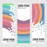 Set of abstract vertical header banners with curved lines and place for text. Colorful backgrounds for web design. Vector illustration