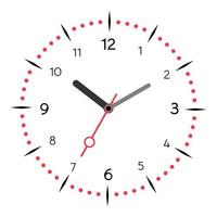 Vector illustration of mechanical clock. Clock face on white background.