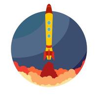 Space rocket ship launch. Vector illustration.