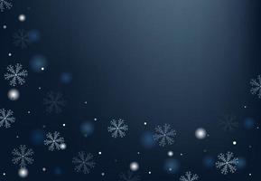 Winter background with falling snow and snowflakes. Merry Christmas and Happy New Year background. Vector illustration.