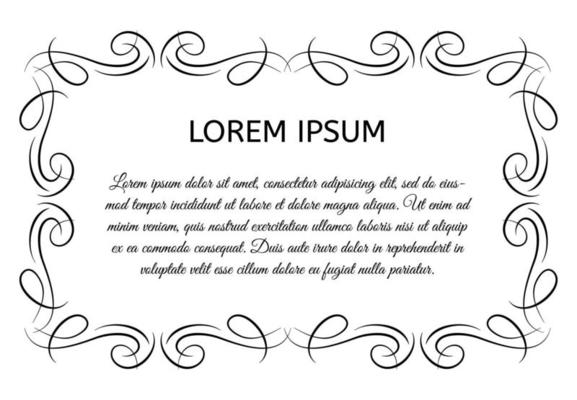 Decorative vintage horizontal frame with the place for your text in center. Vintage ornament greeting card template. Vector illustration.