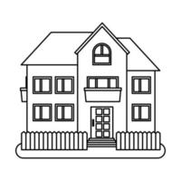 House in thin line style on white background. Vector illustration.