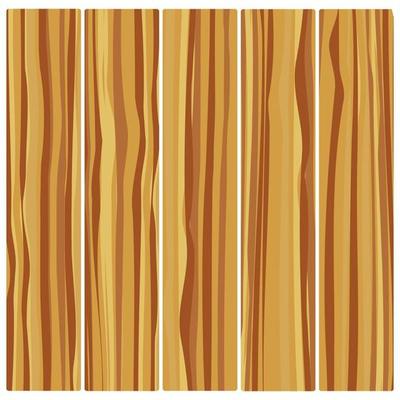 Five wooden boards. Vector abstract wood texture in flat design.