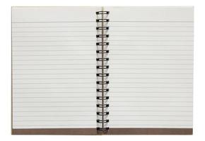 open spiral notebook isolated on white background with clipping path photo