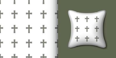 Christian cross seamless pattern with pillow. Vector illustration