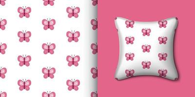 Butterfly seamless pattern with pillow. Vector illustration